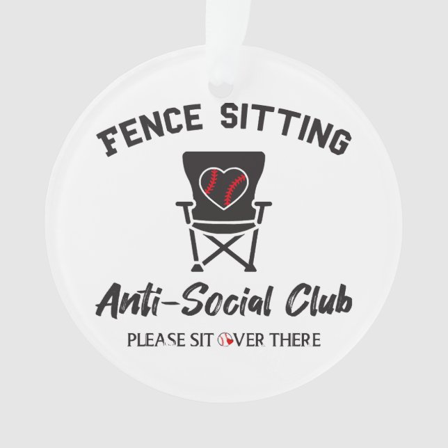 Funny Fence sitzt Anti Social Club Baseball Soft Ornament (Vorderseite)