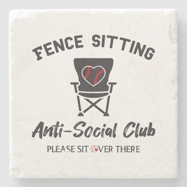 Funny Fence sitzt Anti Social Club Baseball Soft Steinuntersetzer (Vorderseite)