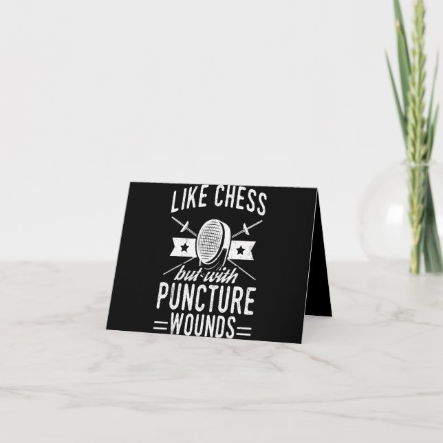 Funny Fencing Design wie Schach, aber mit Punktion Dankeskarte (Vorderseite)
