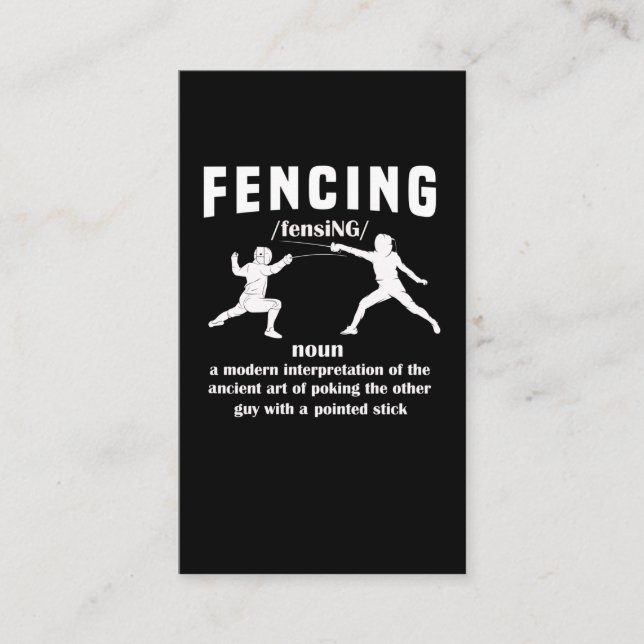 Funny Fencing Sports Sword Fencer Spaß Visitenkarte (Vorderseite)