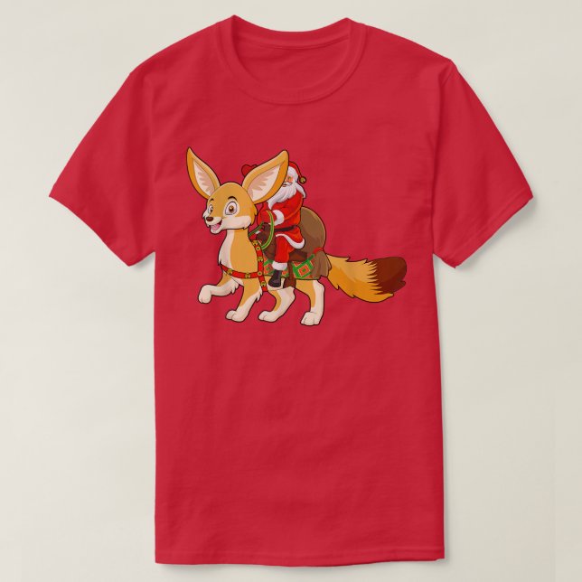 Funny Fennec Fo Lover Santa Riding Fennec Fo Chris T-Shirt (Design vorne)