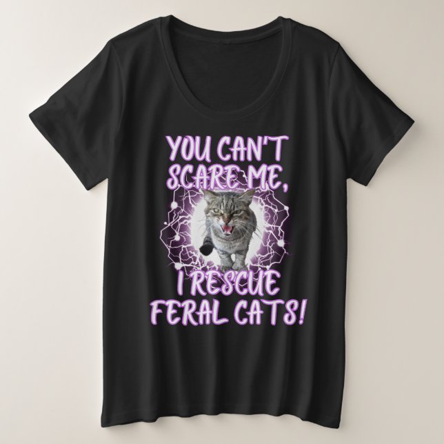 Funny Feral Cat Taming Große Größe T-Shirt (Design vorne)