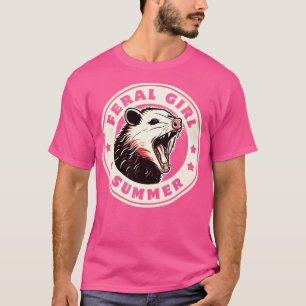 Funny Feral Girl Summer Opossum Vintager Stil T-Shirt