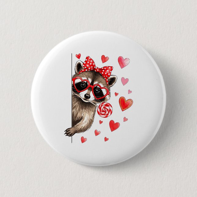 Funny Feral Raccoon Valentine's Day Sarcastic Humo Button (Vorderseite)