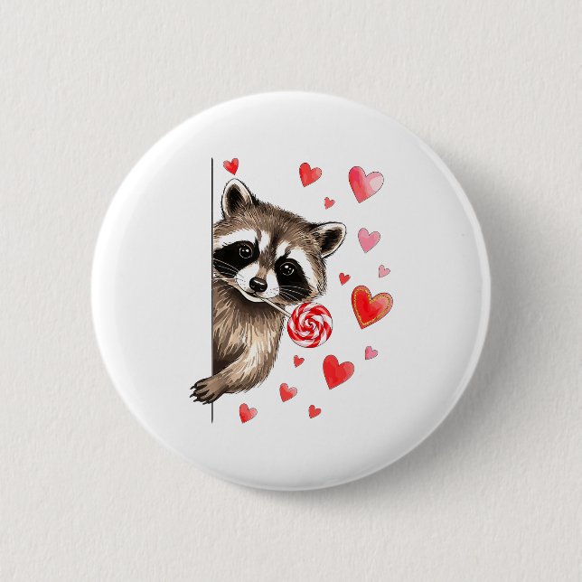 Funny Feral Raccoon Valentine's Day Sarcastic Humo Button (Vorderseite)