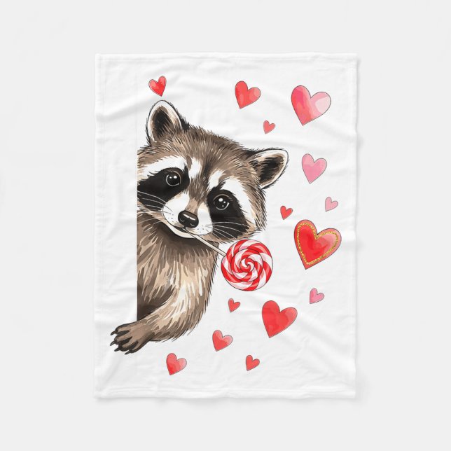 Funny Feral Raccoon Valentine's Day Sarcastic Humo Fleecedecke (Vorderseite)
