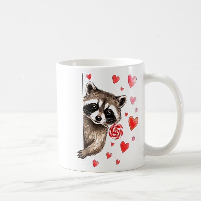 Funny Feral Raccoon Valentine's Day Sarcastic Humo Kaffeetasse (Rechts)