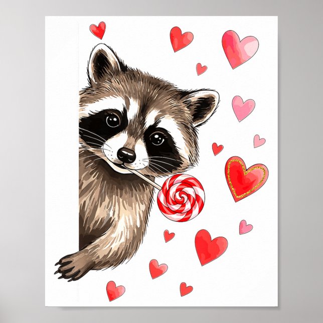 Funny Feral Raccoon Valentine's Day Sarcastic Humo Poster (Vorne)