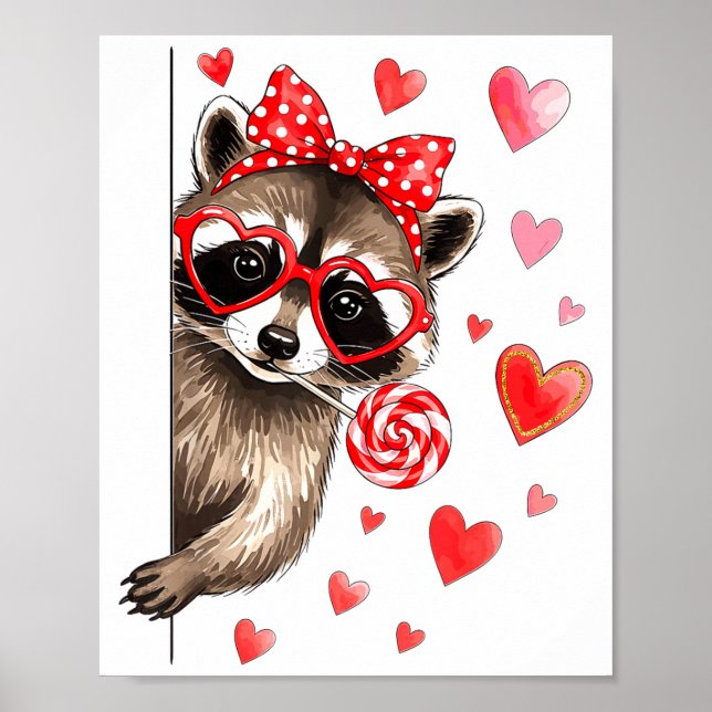 Funny Feral Raccoon Valentine's Day Sarcastic Humo Poster (Vorne)