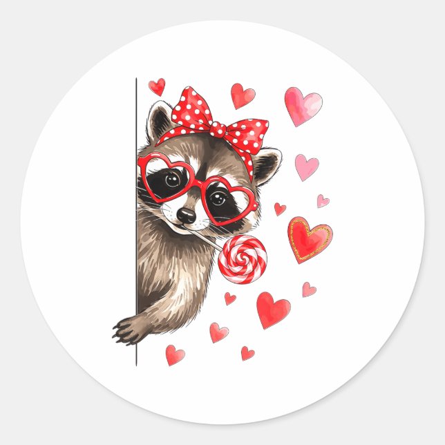 Funny Feral Raccoon Valentine's Day Sarcastic Humo Runder Aufkleber (Vorderseite)