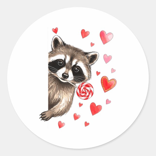 Funny Feral Raccoon Valentine's Day Sarcastic Humo Runder Aufkleber (Vorderseite)
