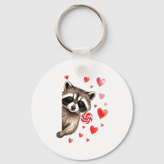 Funny Feral Raccoon Valentine's Day Sarcastic Humo Schlüsselanhänger (Vorderseite)
