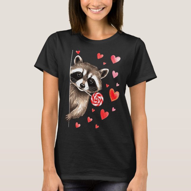 Funny Feral Raccoon Valentine's Day Sarcastic Humo T-Shirt (Vorderseite)