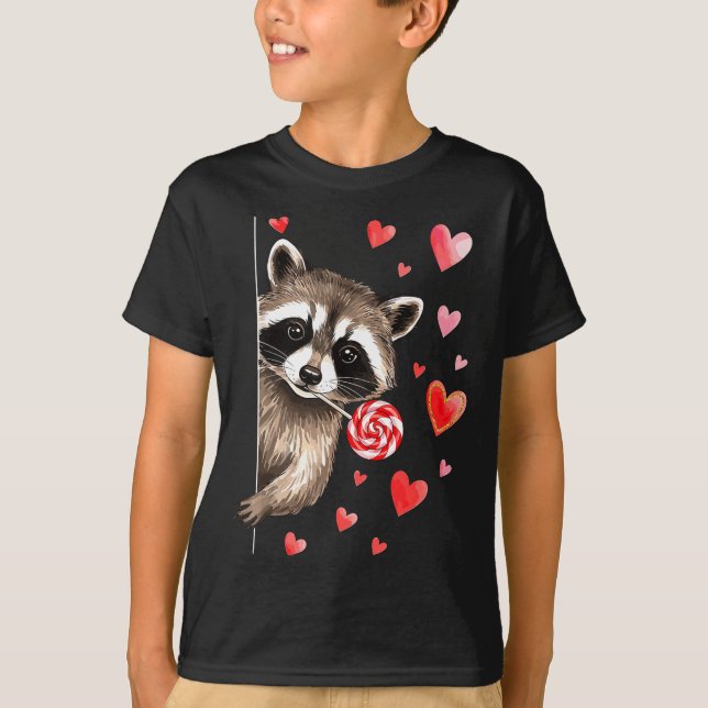 Funny Feral Raccoon Valentine's Day Sarcastic Humo T-Shirt (Vorderseite)