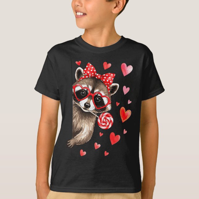 Funny Feral Raccoon Valentine's Day Sarcastic Humo T-Shirt (Vorderseite)