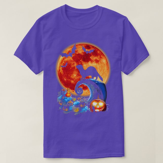 Funny Ferret and Moon Halloween Silhouette T-Shirt (Design vorne)