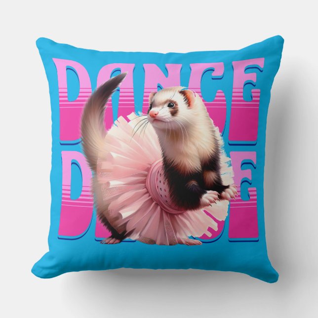 Funny Ferret beim Tanzen Kissen (Vorderseite)