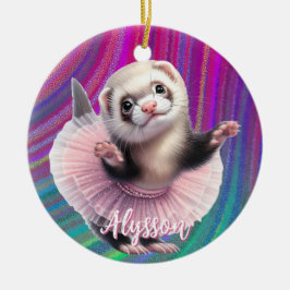 Funny Ferret im Ballett von Tutu Keramik Ornament