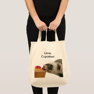 Funny Ferret Lieben Cupcakes Foto Tragetasche