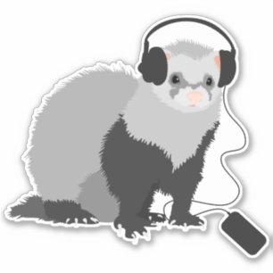 Funny Ferret Music Lover Aufkleber