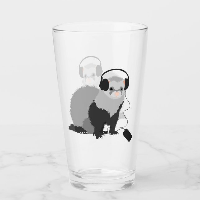 Funny Ferret Music Lover Glas (Vorderseite)