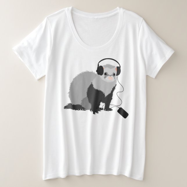 Funny Ferret Music Lover Große Größe T-Shirt (Design vorne)