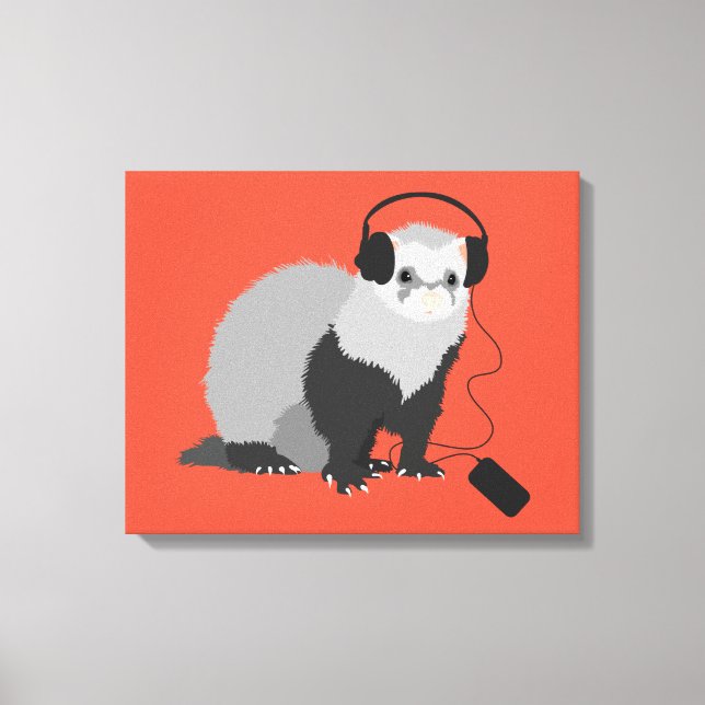 Funny Ferret Music Lover Leinwanddruck (Vorderseite)