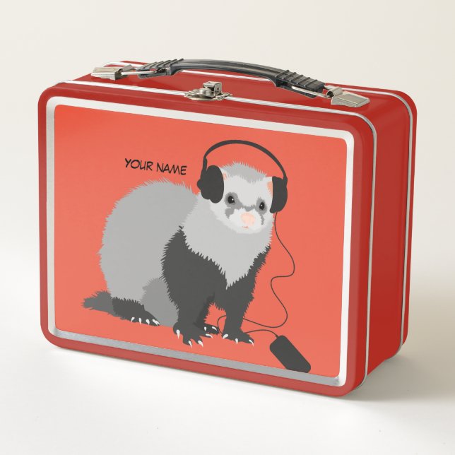 Funny Ferret Music Lover Name Metall Brotdose (Vorderseite)