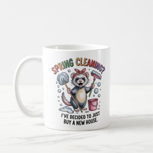 Funny Ferret Spring Cleaning Mug - House Cleaning  Kaffeetasse (Links)