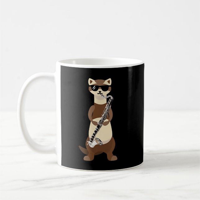 Funny Ferret tragen Sonnenbrille spielen Bass Clar Kaffeetasse (Links)
