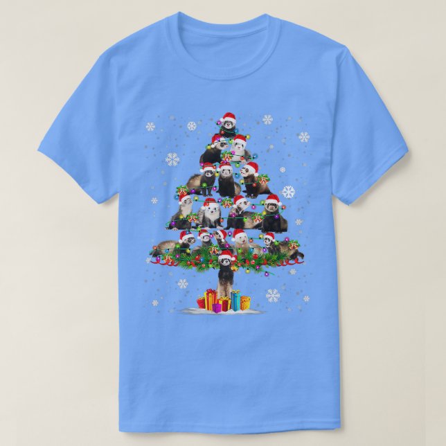Funny Ferret Weihnachtsbaumhut in Snow Sant T-Shirt (Design vorne)