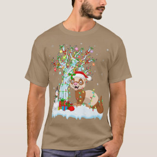 Funny Ferret Xmas Tree Lighting Weihnachtsmannmütz T-Shirt
