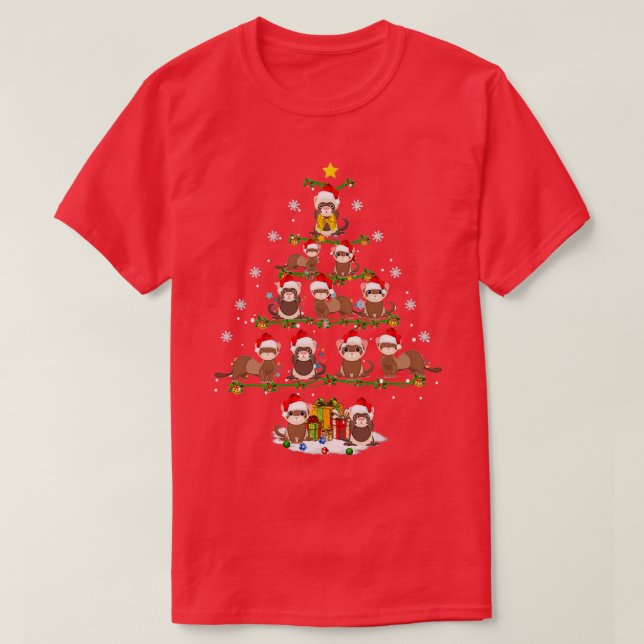 Funny Ferrets Christmas Tree Ferrets Lover Geschen T-Shirt (Design vorne)