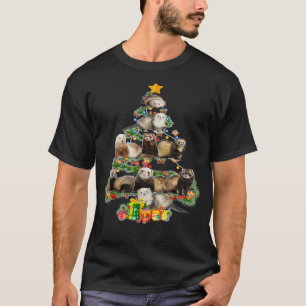 Funny Ferrets Weihnachtsbaum Frettchen Lover Xmas T-Shirt