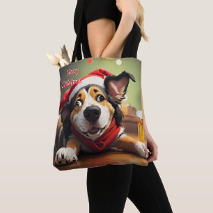 Funny festival Christmas Dog Tote Bag