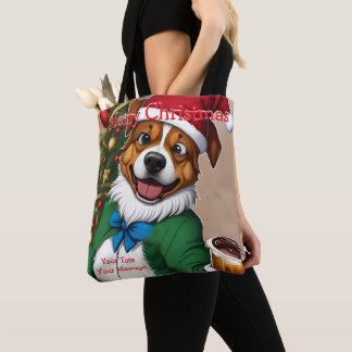 Funny festival Christmas Dog Tote Bag