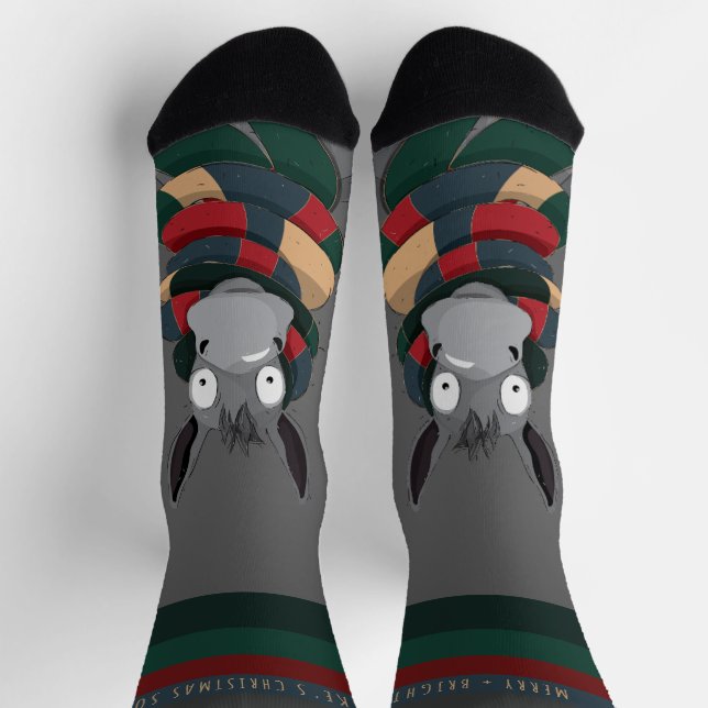 Funny Festive Chic Stylish Fun Winter Donkey Grey  Socken (Oben)