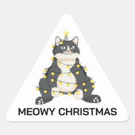 Funny Festive Christmas Tuxedo Cat Animal Lover Dreieckiger Aufkleber