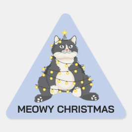 Funny Festive Christmas Tuxedo Cat Animal Lover Dreieckiger Aufkleber