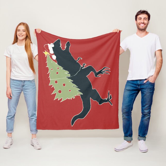 Funny Festive Dino Christmas Fleecedecke (Beispiel)