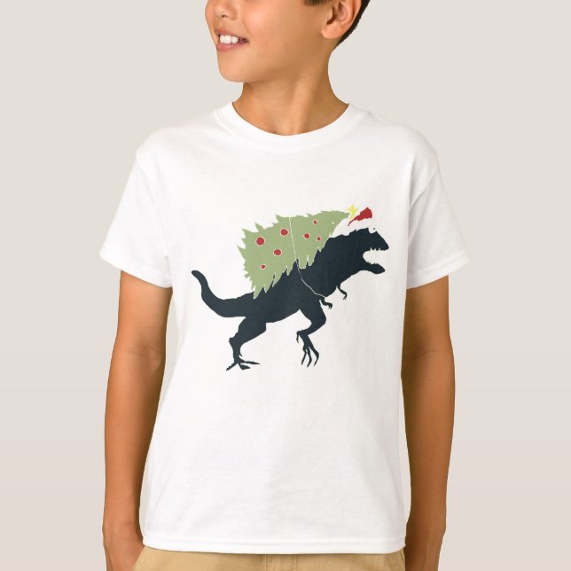 Funny Festive Dino Christmas T-Shirt (Vorderseite)