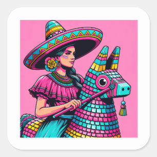 Funny Festive Fiesta Piñata Party Stickers