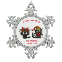 Funny Festive Frazzy Black Christmas Cats