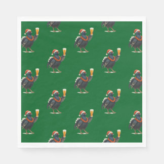 Funny Festive Grouse with Beer Christmas Napkins Serviette