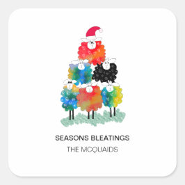 Funny & Festive Holiday Sheep Saisons Bleatings Quadratischer Aufkleber