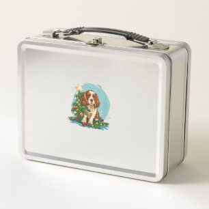 Funny Festive Hunde Kostüm mit dekorierten Weihnac Metall Brotdose