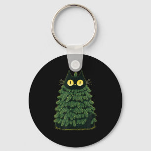 Funny festive Katze In Christmas Tree Look Schlüsselanhänger