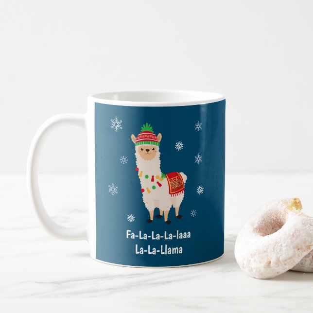 Funny Festive Llama Pub Weihnachten Kaffeetasse (Mit Donut)
