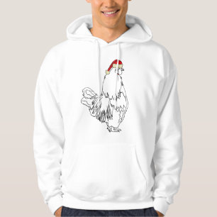 Funny Festive Rooster in Xmas Hat Cockerel Spaß Hoodie