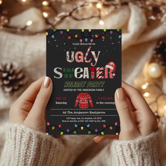 Funny Festive Ugly Sweater Weihnachts-Party Einladung (Von Creator hochgeladen)
